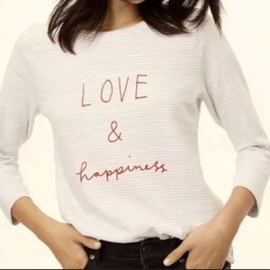 LOFT Love & Happiness Striped Pullover Top Valentines Day Medium